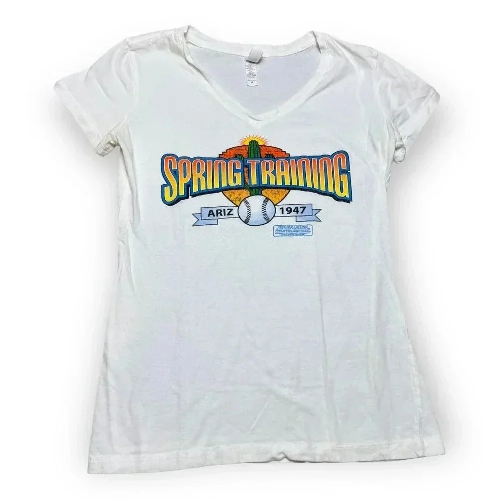 Next Level Apparel Womens White Spring Training Arizona Baseball Tshirt Sz M